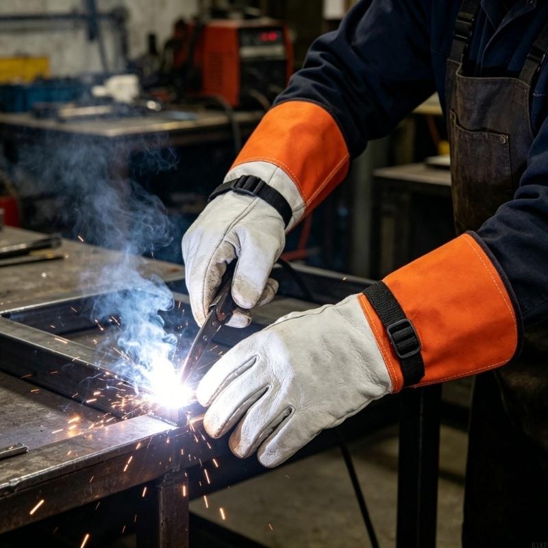 Heated Gloves Electric - 14-Zoll-Schweißhandschuhe aus Ziegenleder mit verbessertem Schutz,