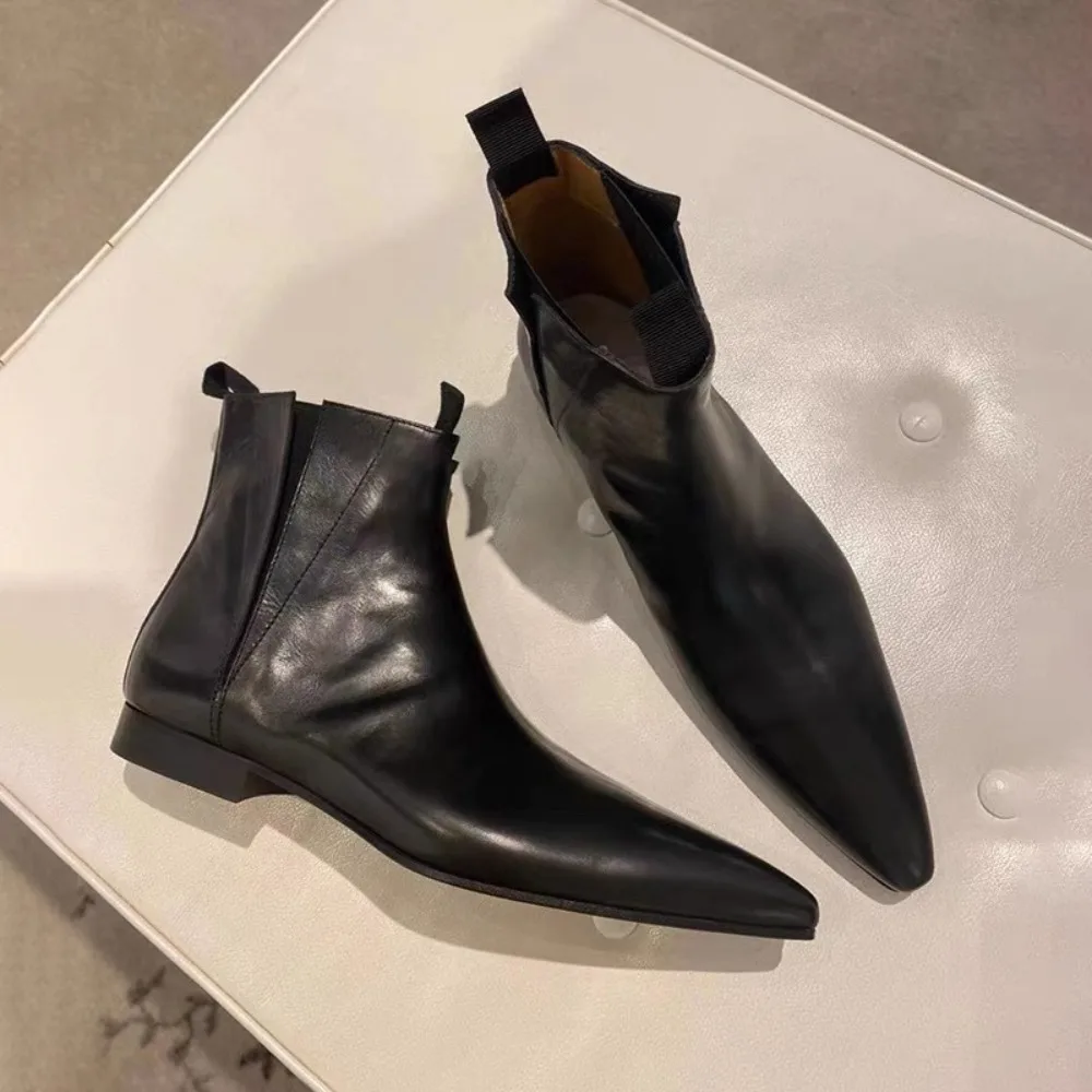 Winter Clothing Women'S - Luxuriöse Damen-Kurzstiefel Herbst/Winter Echtleder Spitze Chelsea-Stiefel