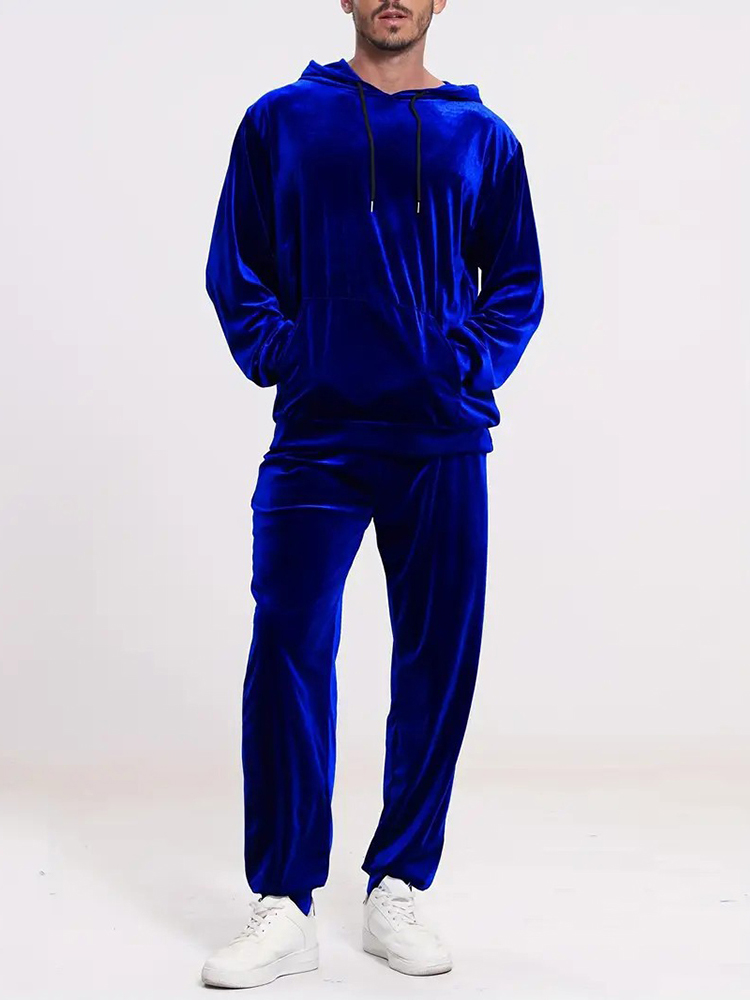 Winter Clothing Hoodie - Modische Einfarbige Samt-Zweiteiler Herren Herbst Winter