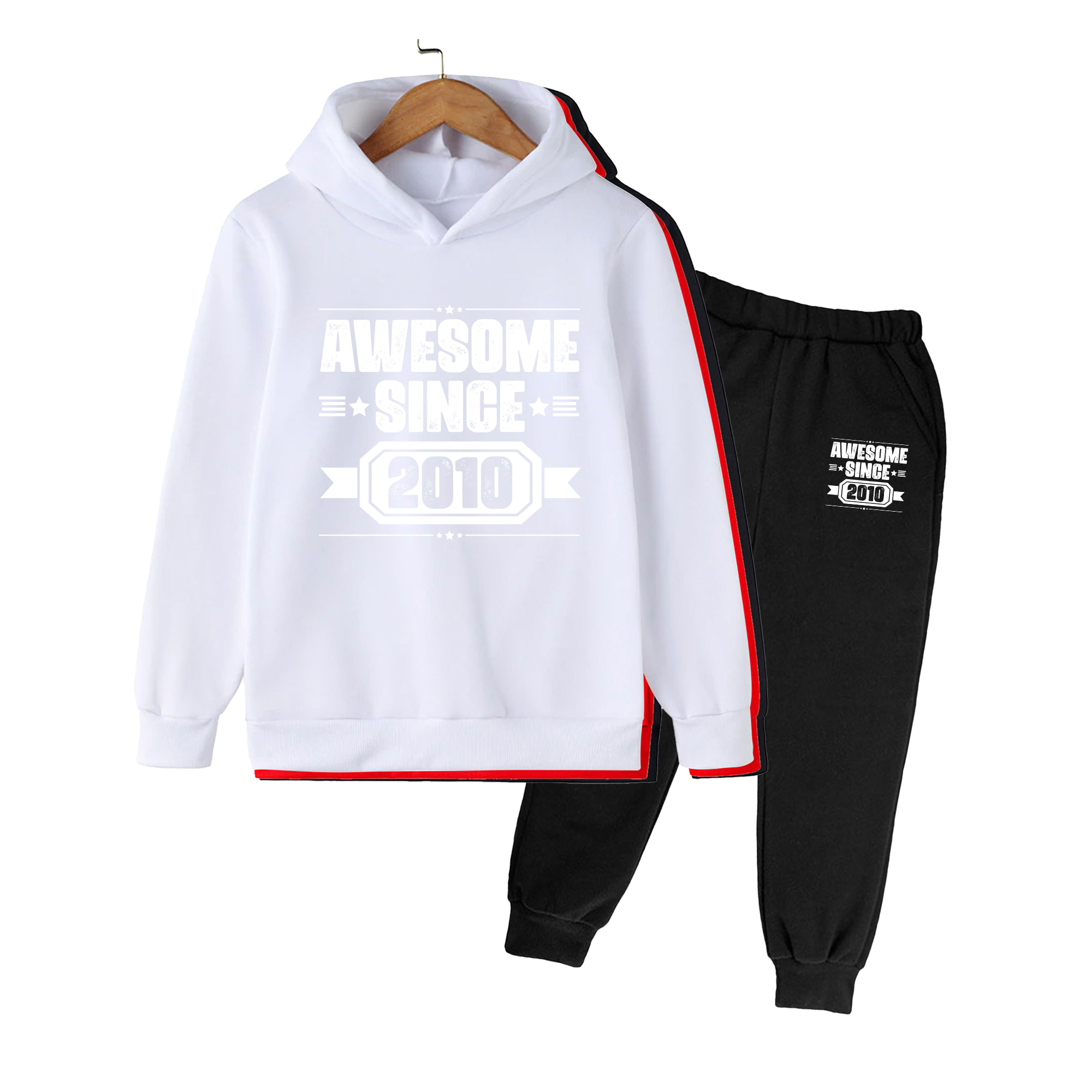 Winter Clothing Hoodie - Kinder-Hoodie und Jogginghosen-Set, Cartoon-Print Langarm-Trainingsanzug, Lässige