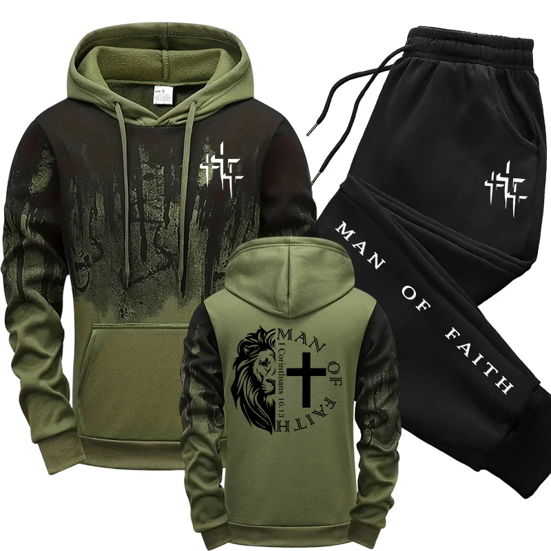 Winter Clothing Hoodie - Man of Faith Muster Herren-Set Kapuzenpullover