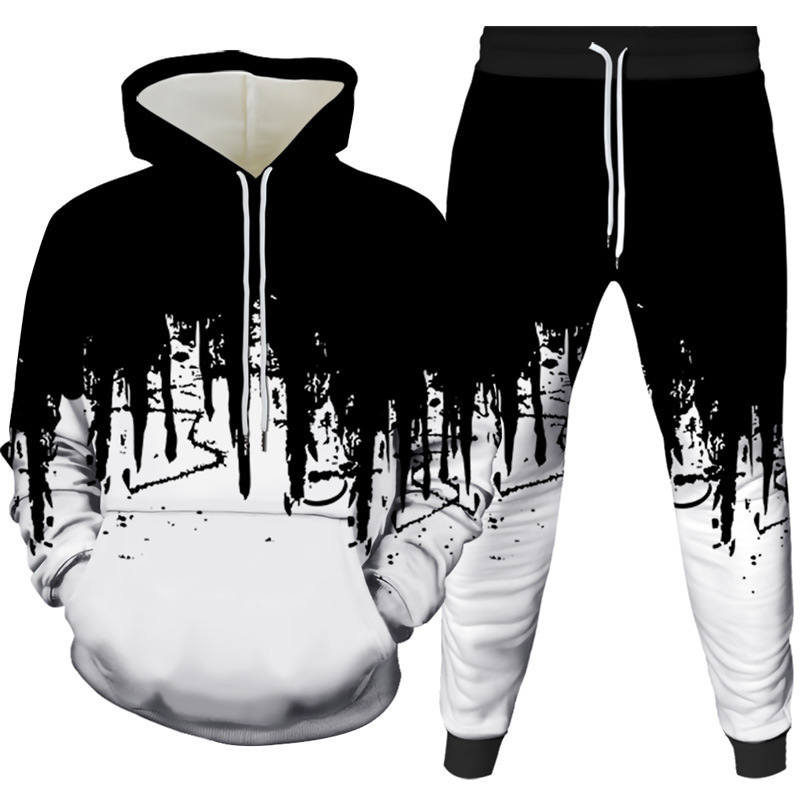 Winter Clothing Hoodie - Tinte Malerei 3D Gedruckt Hoodie Hose